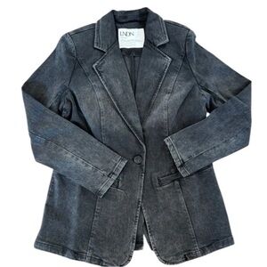 Women’s LNDN Landon Denim Blazer Black Organic Cotton Stretchy Sz S NWT